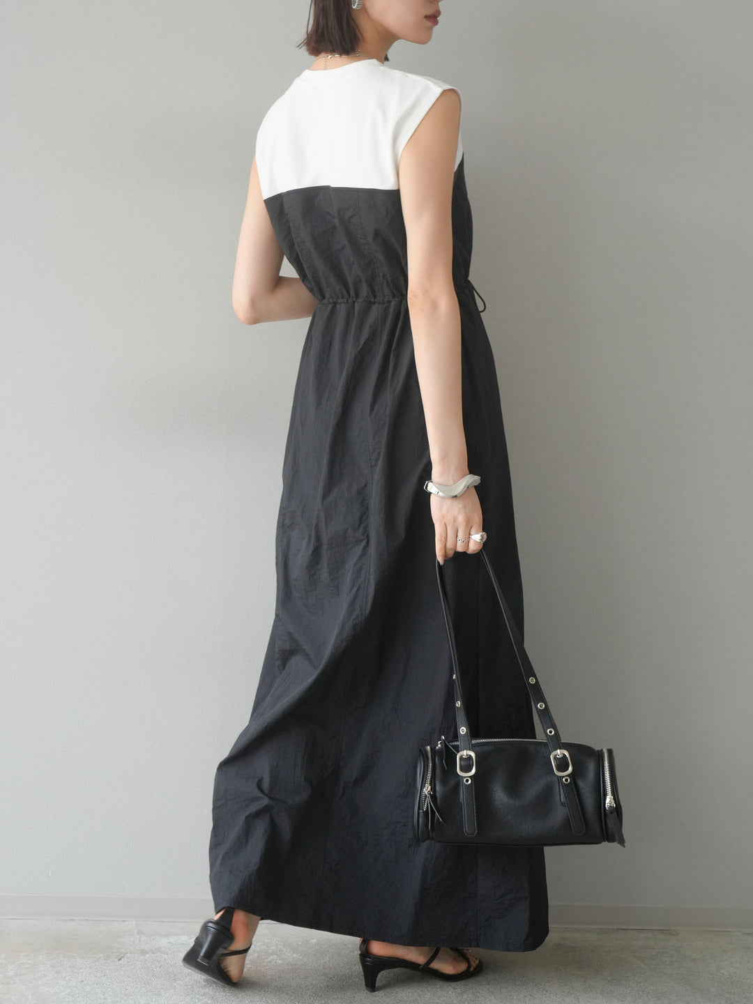 [SET] 剪裁對接尼龍洋裝 + 可選飾品套裝 (2 套)