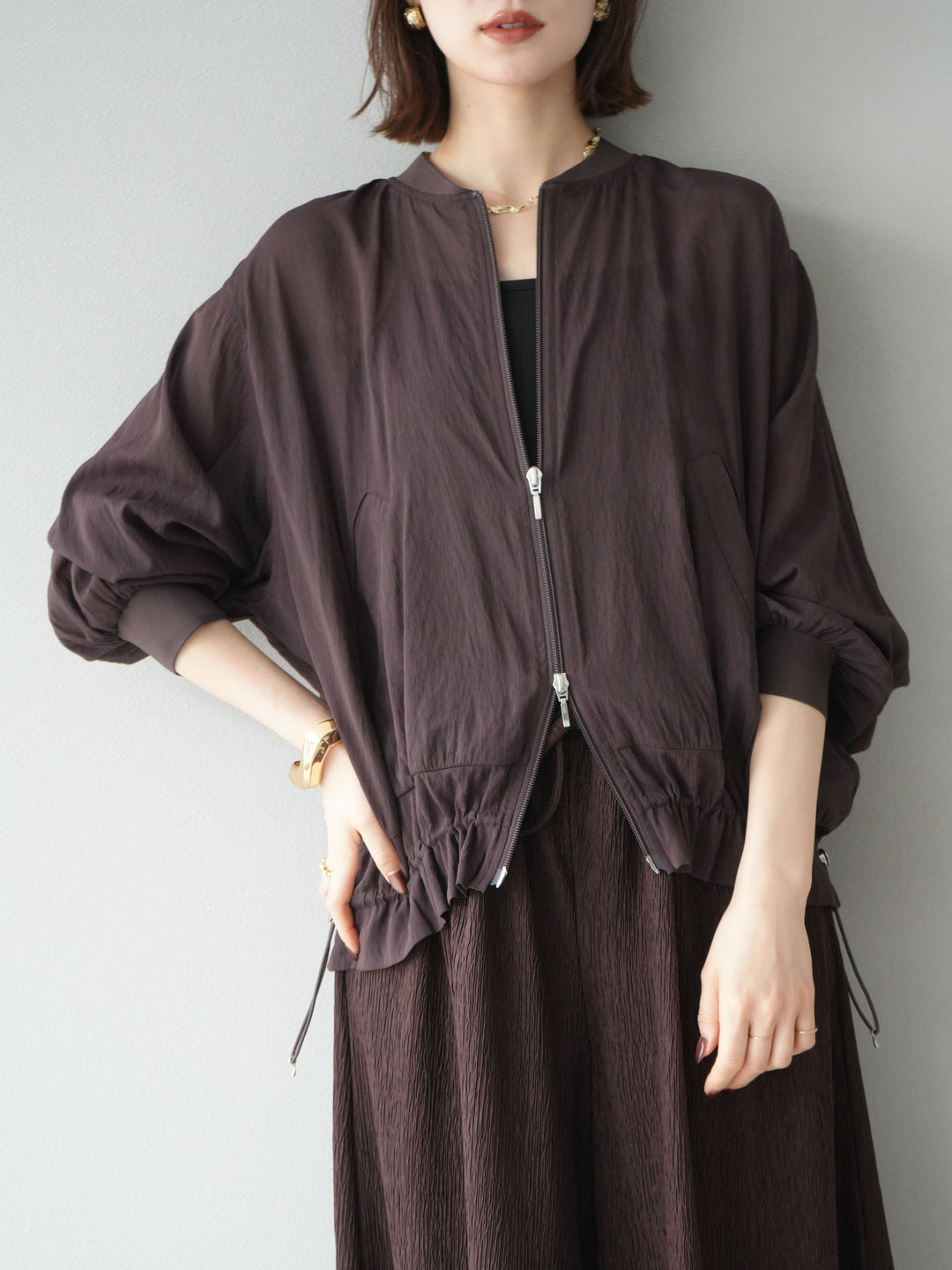 [預訂] Washer Sheer Blouson/棕色