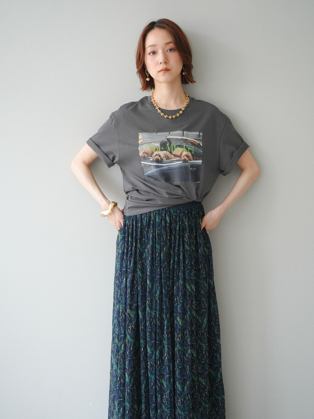 [予約]ドッグフォトTEE/charcoal