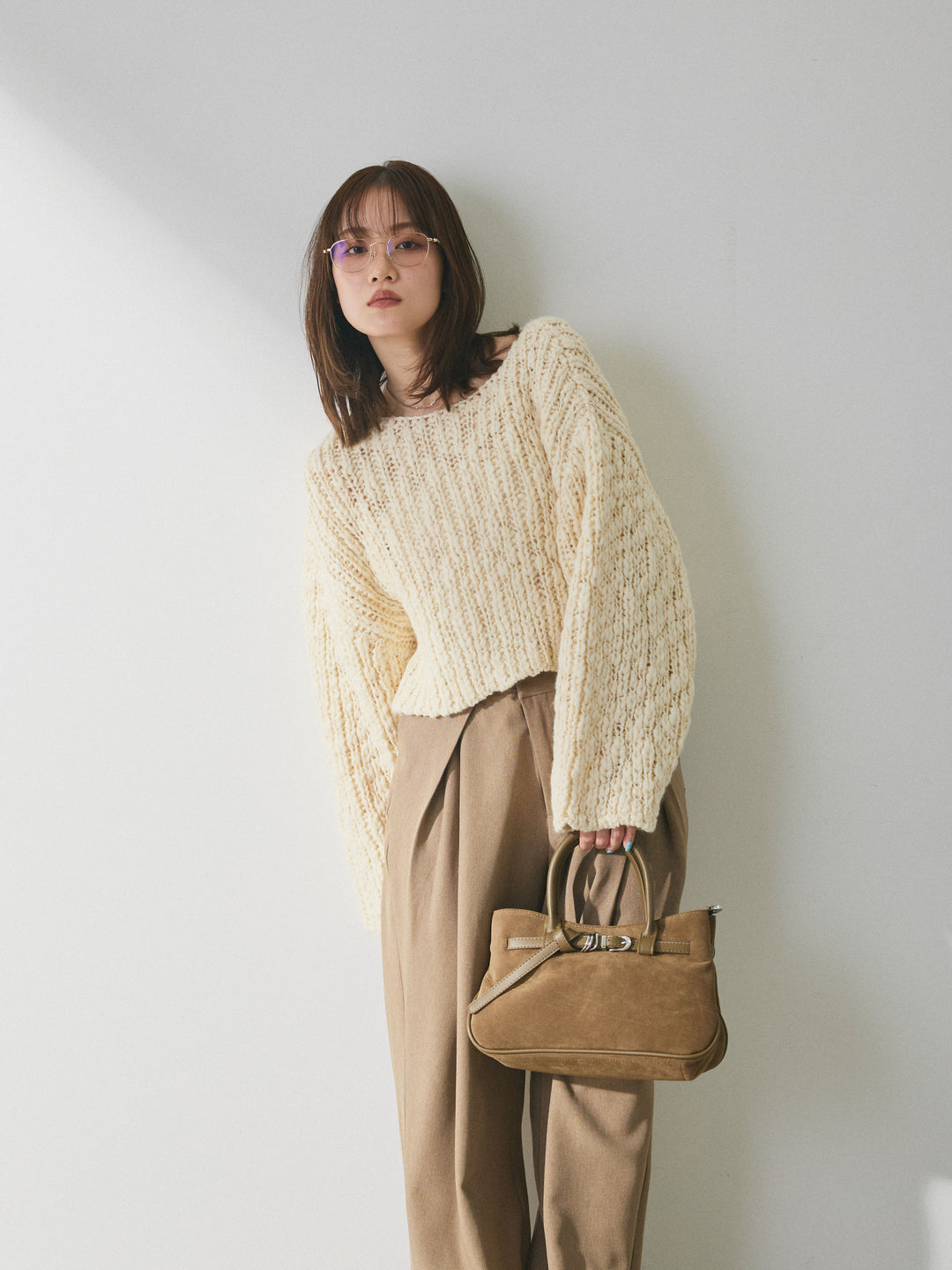 【Allure】[SET]クロップドチャンキースラブニットプルオーバー+クロップドチャンキースラブニットプルオーバー(2set)