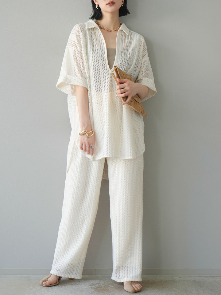 【預購】鏤空蕾絲兩用套頭衫/象牙白