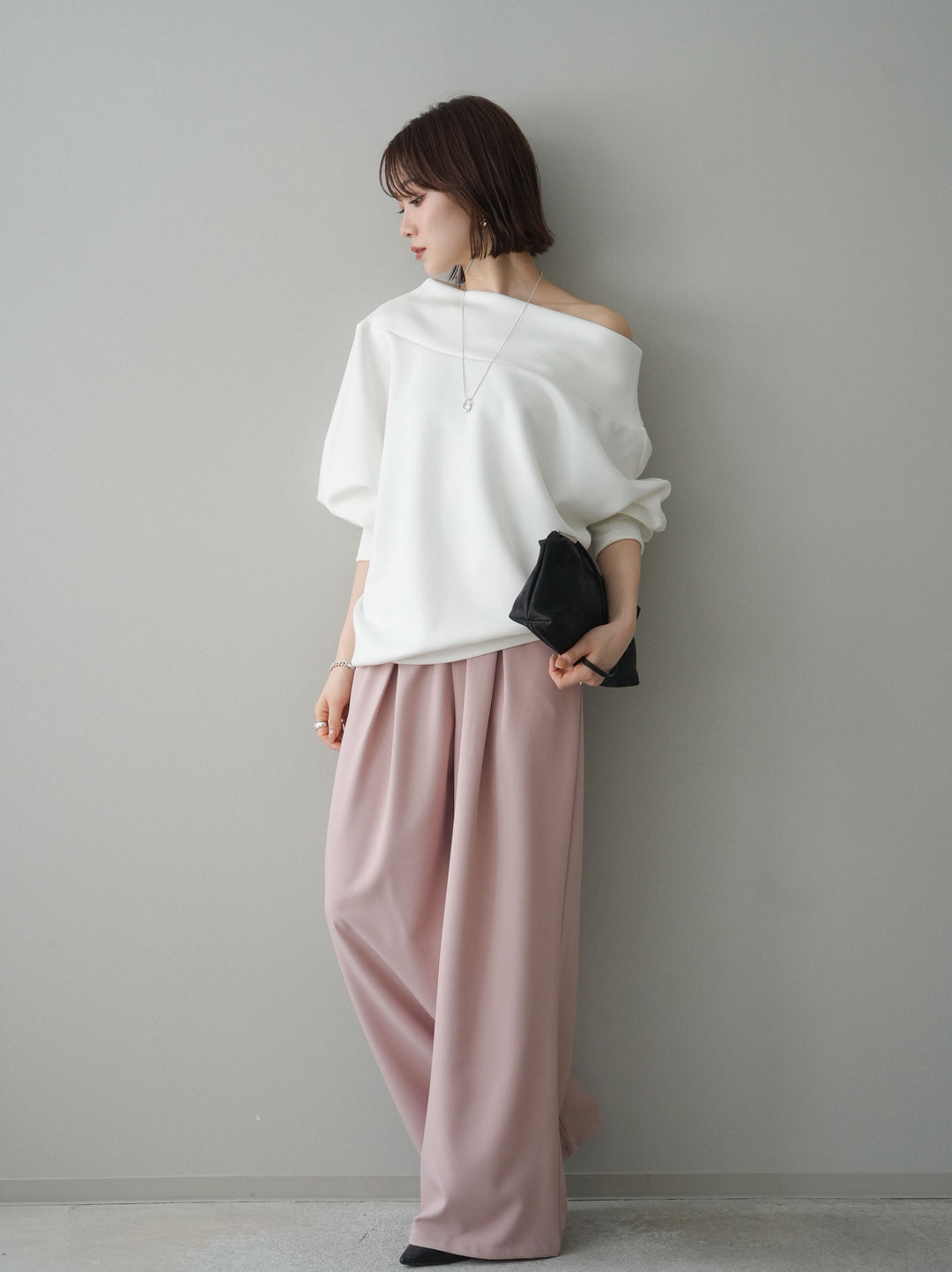 [予約]ベルト付キーホルダーモチーフワイドパンツ/pink