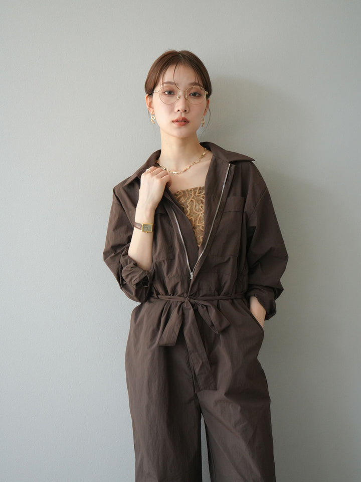 [予約]ナイロンジャンプスーツ/ブラウン