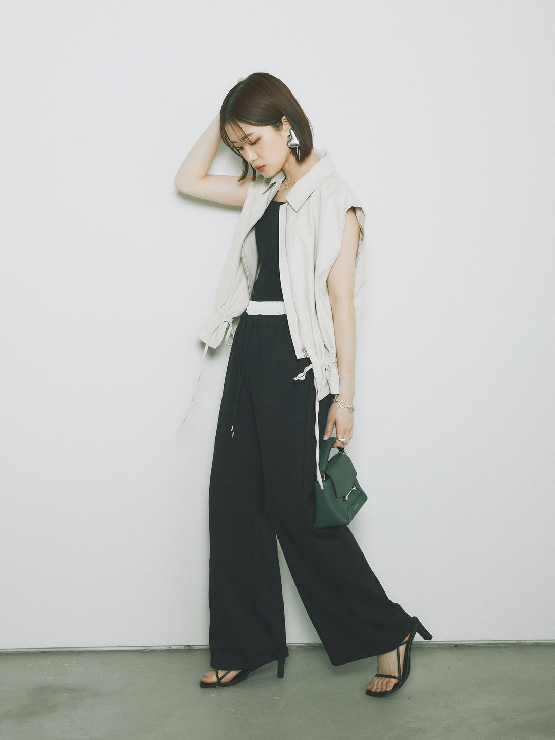 [予約]ダブルウエストスウェットパンツ/ブラック