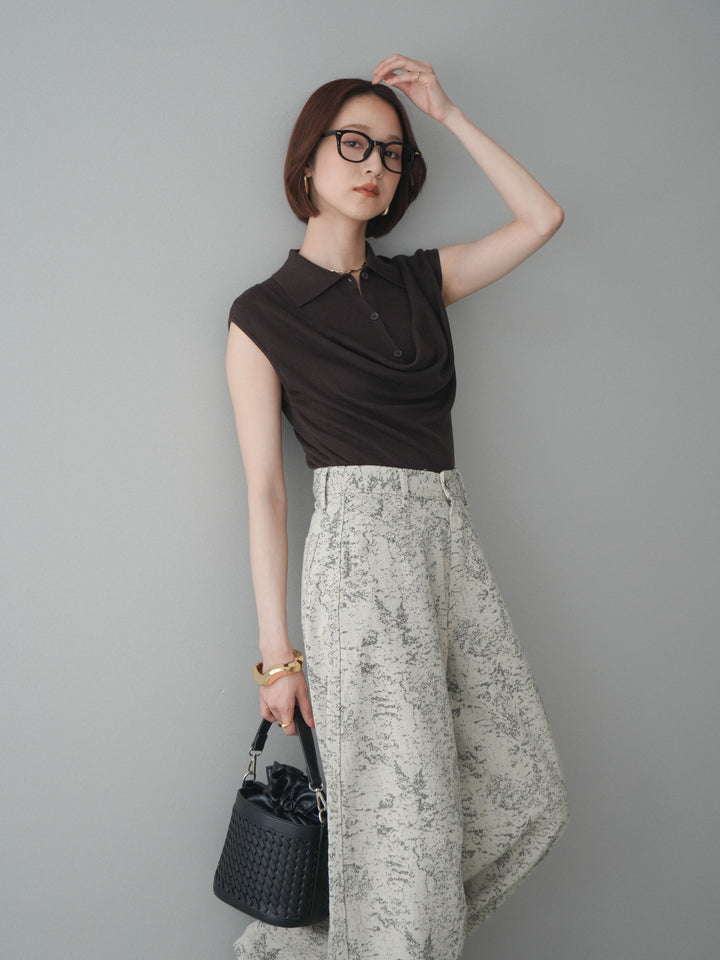 [予約]ノースリーブドレープニットトップス/brown