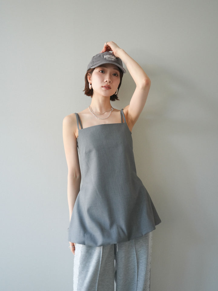 [SET]バックリボンバルーンチュニックキャミ+サイドレースポンチワイドパンツ(2set)