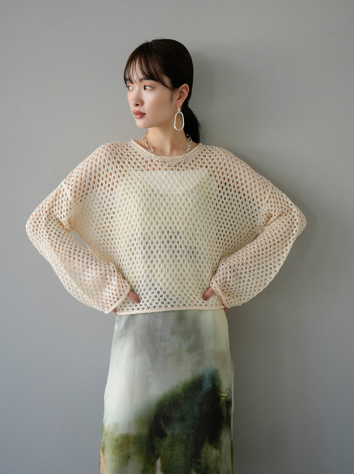 [Pre-order] Sequin Mesh Knit Pullover/Ivory