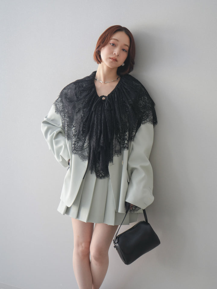 [SET]オーバージャケット＆キュロットSETUP+ビックカラーラッフルレーストップス(2set)