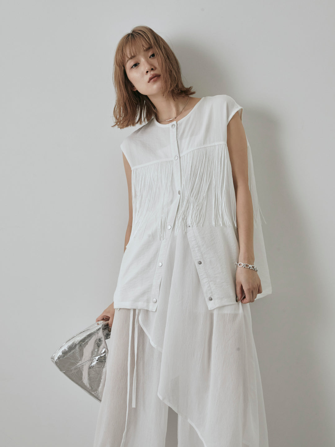 [予約]フリンジノースリブラウス/オフ