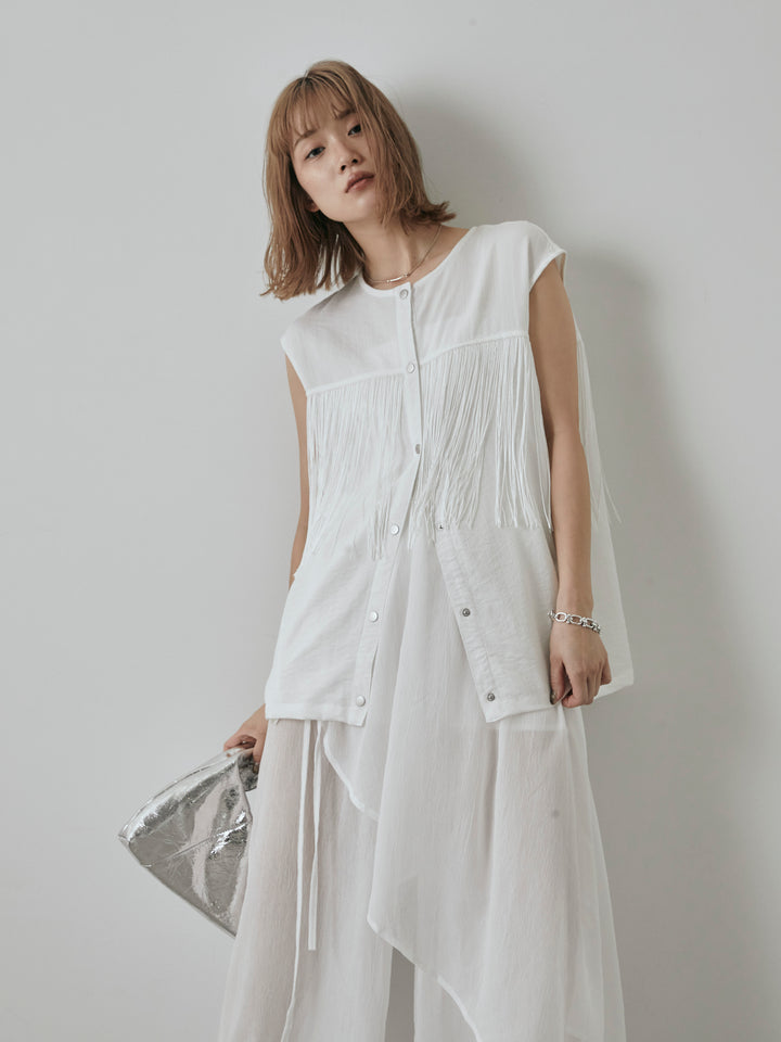 [予約]フリンジノースリブラウス/オフ