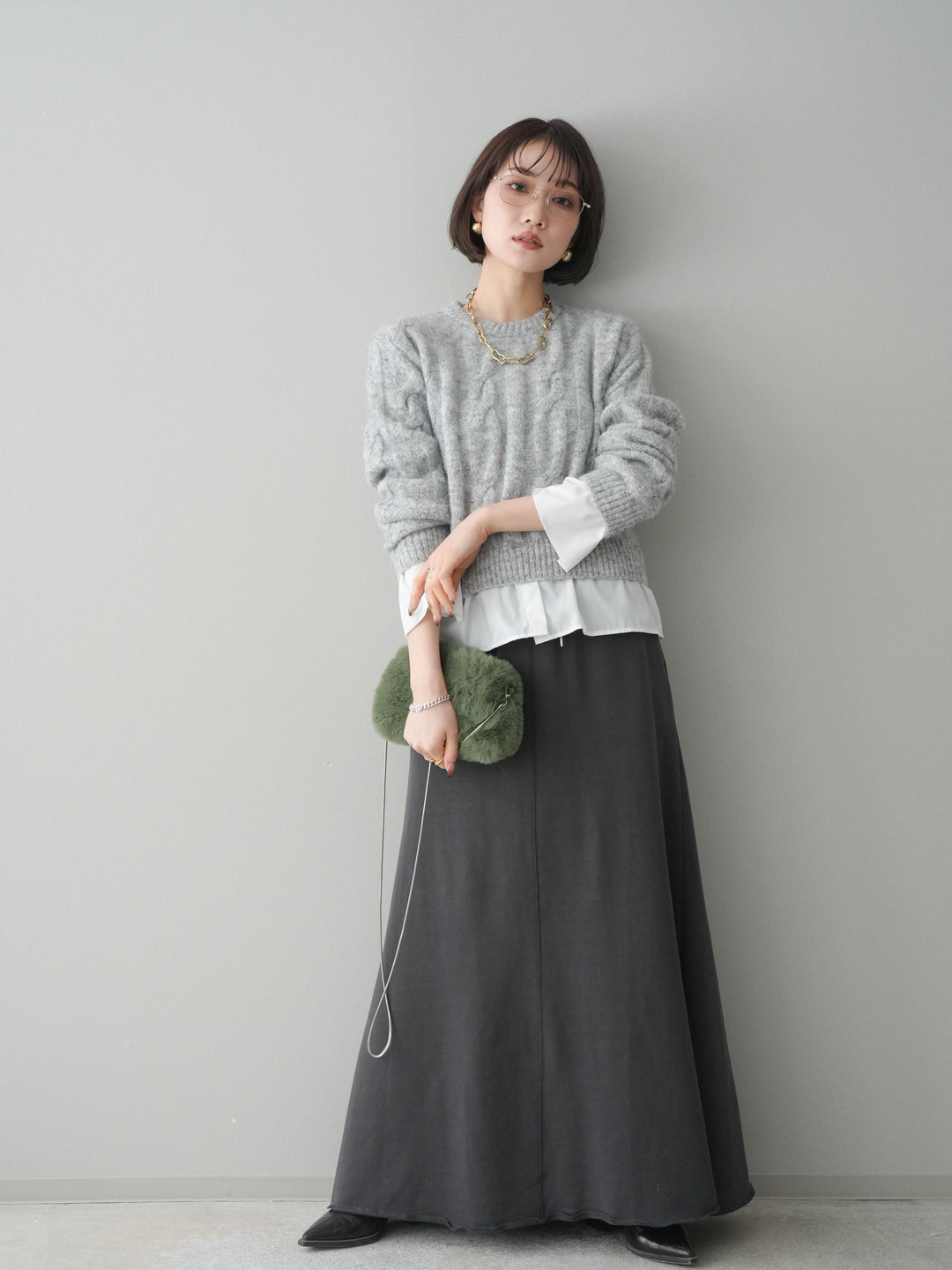 [SET]スウェットフレアロングスカート+スウェットフレアロングスカート(2set)