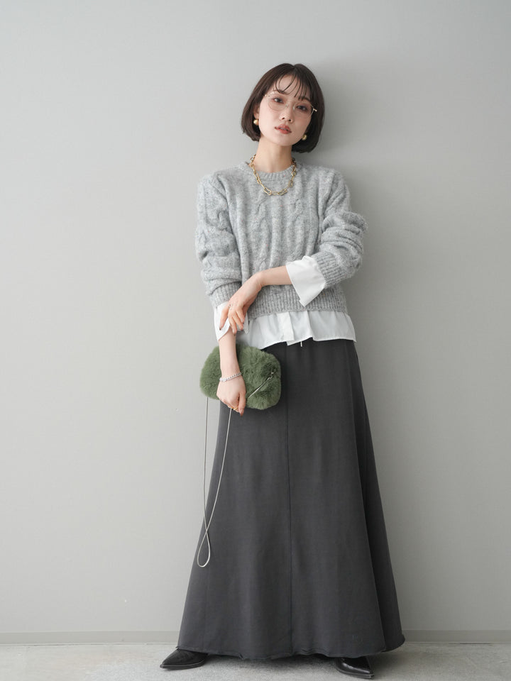 [SET]スウェットフレアロングスカート+スウェットフレアロングスカート(2set)
