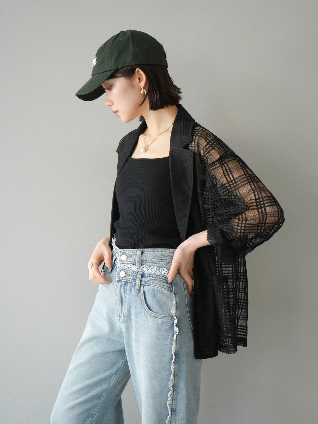 【預購】巴黎標誌刺繡棒球帽/綠色