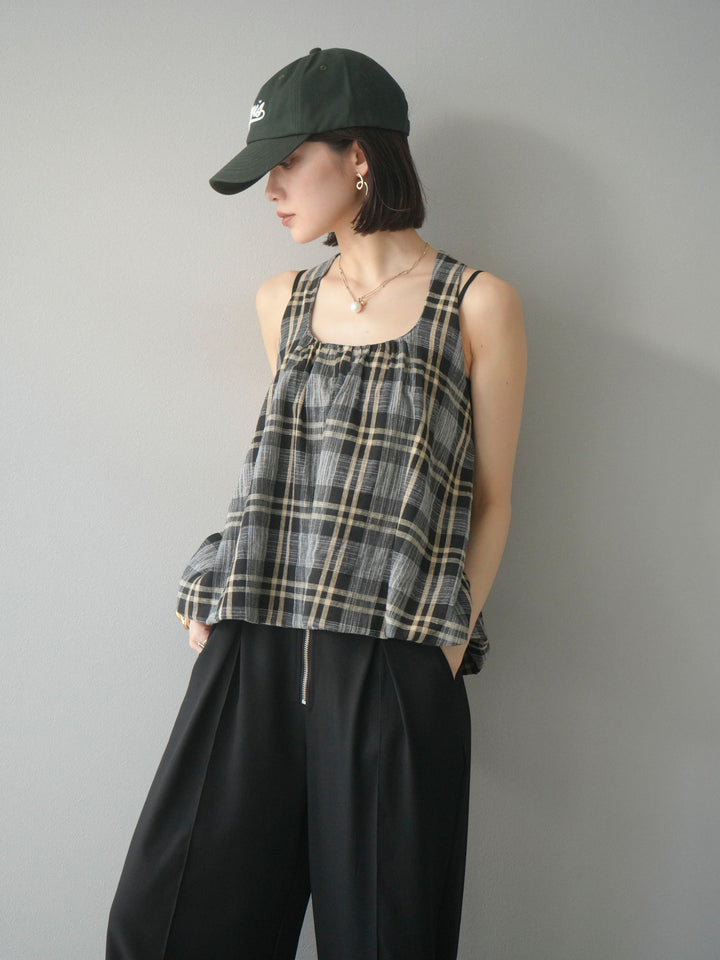 [予約]チェッククロスキャミプルオーバー/ブラック