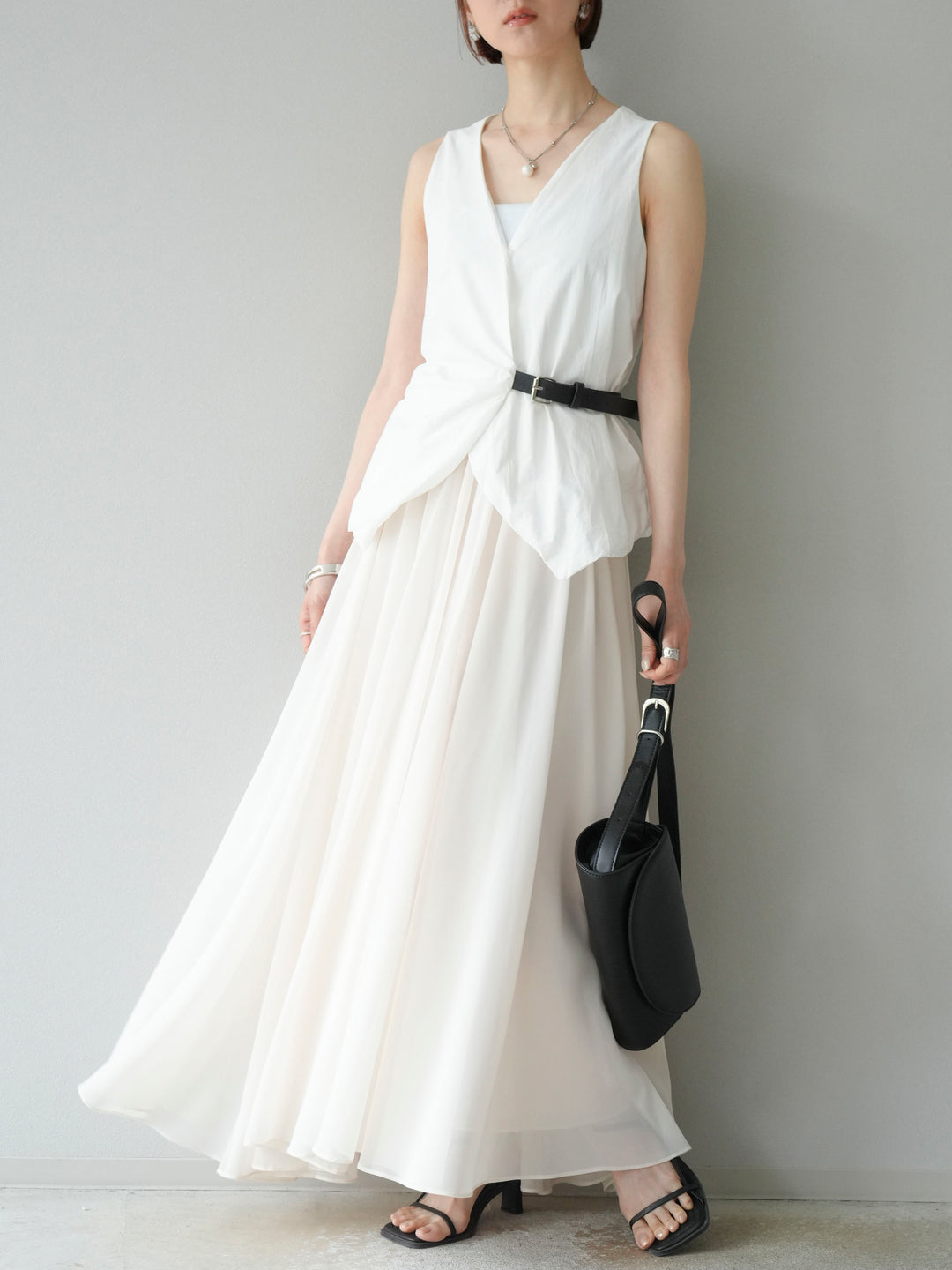 [予約]シフォンフレアスカート/アイボリー
