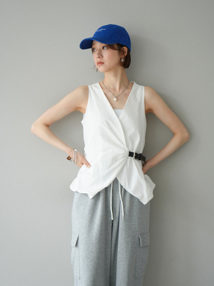 [SET]ベルトデザインバルーンブラウス+選べるアクセセット(2set)