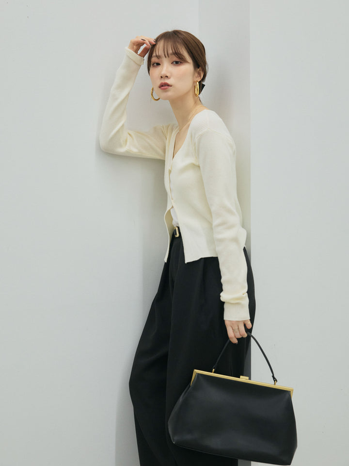 【Allure】[SET]フロントツイストホールリブニットトップス+フロントツイストホールリブニットトップス(2set)