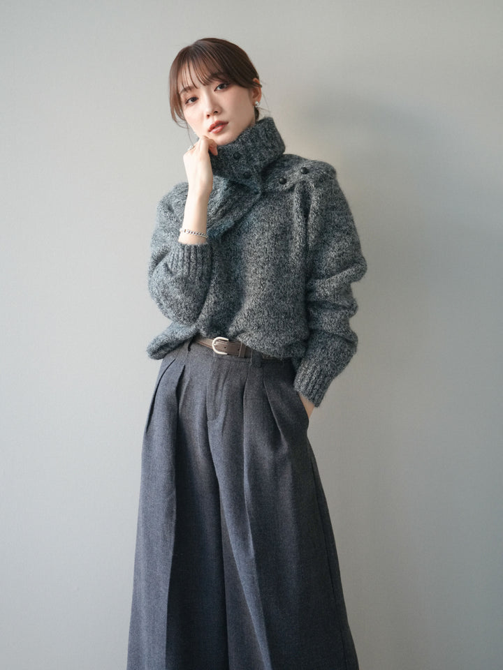 [予約]ネック付MIXニットアンサンブル/gray