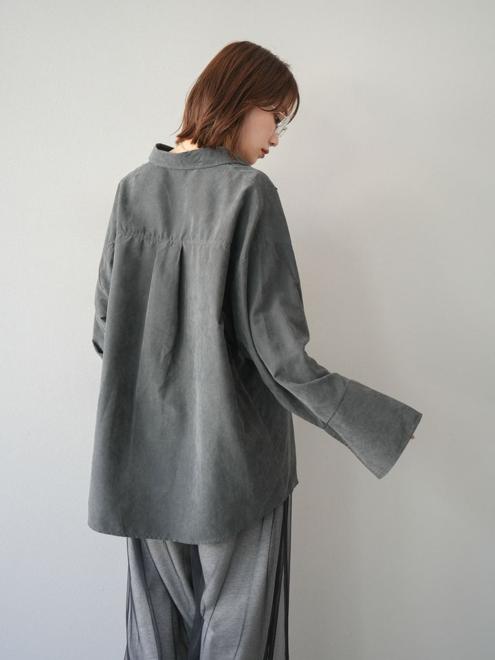 [予約]スエードライクBIGカフスオーバーシャツ/チャコール