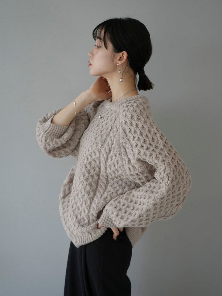 [Pre-order] Cable knit oversized pullover/greyish beige