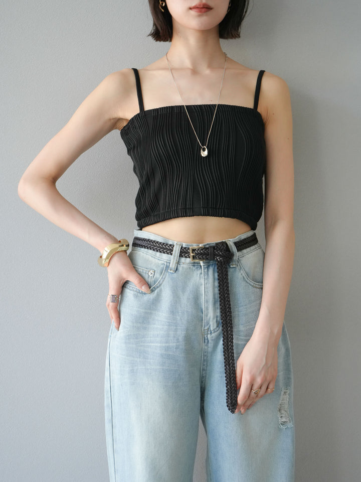 [SET]ウェーブパイピングカップ付ベアキャミソール+ウェーブパイピングカップ付ベアキャミソール(2set)