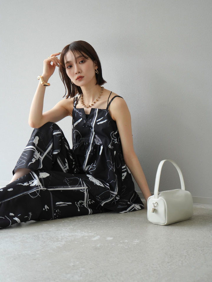 [予約]ペイント柄キャミソール/ブラック