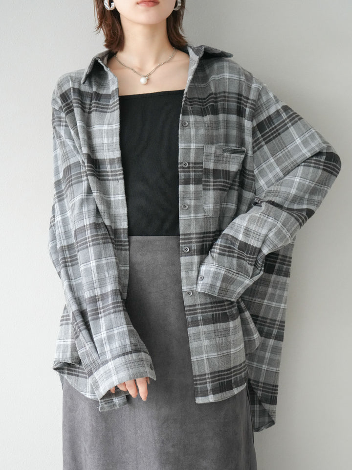 [予約]起毛チェックオーバーシャツ/グレー