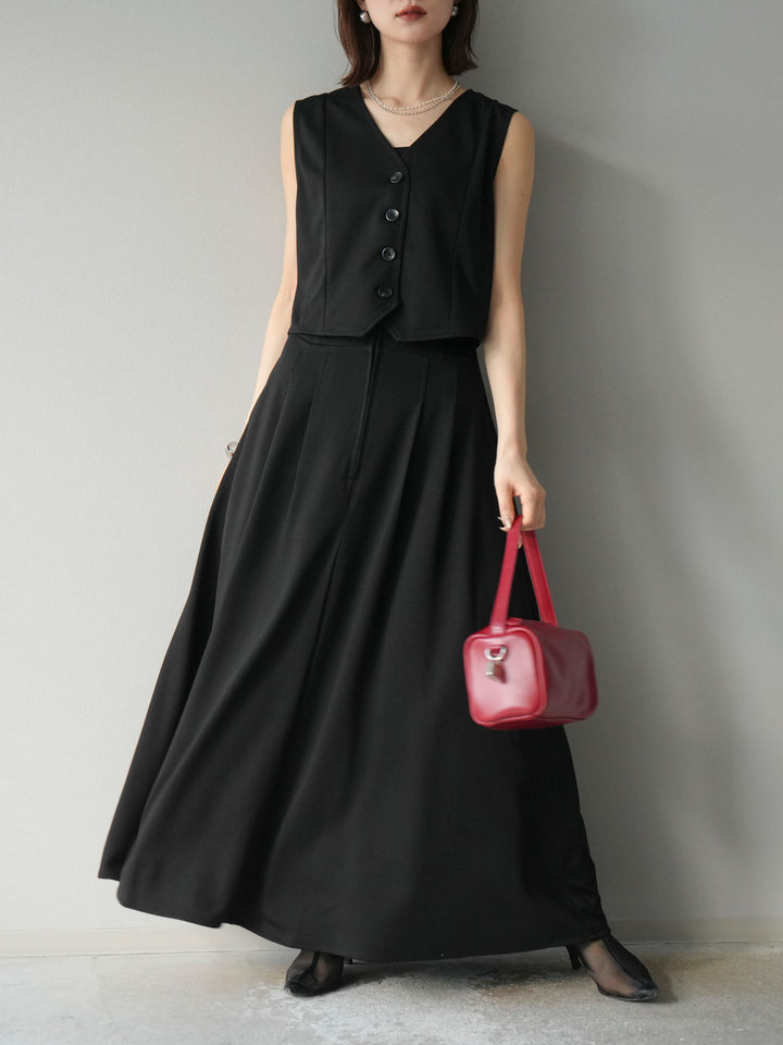 [予約]ポンチノーカラーベスト/ブラック