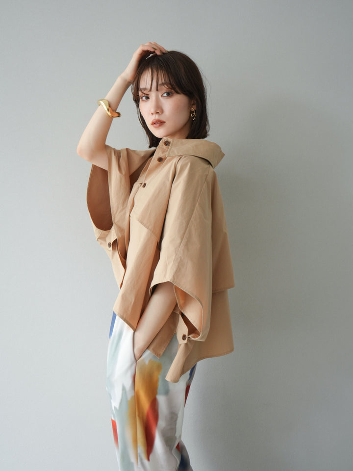 [予約]ポンチョショートシャツ/ベージュ