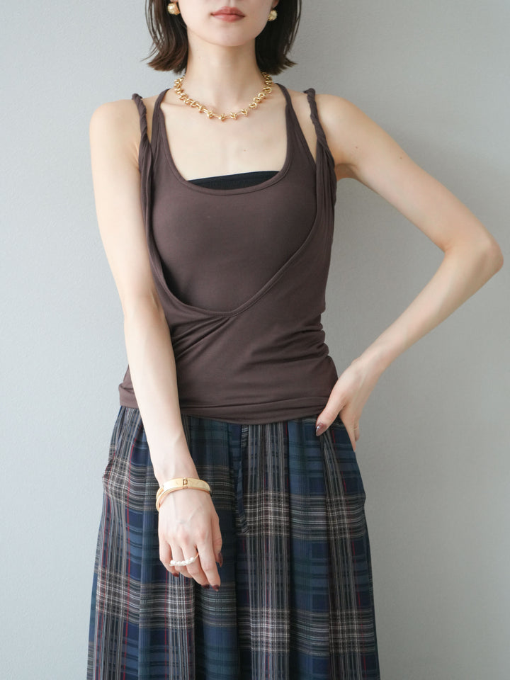 [予約]レイヤードツイストタンクトップ/ブラウン