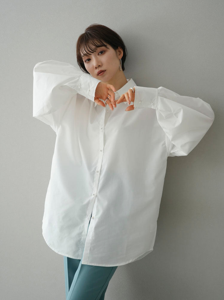 [Pre-order] Pearl button volume sleeve shirt/off