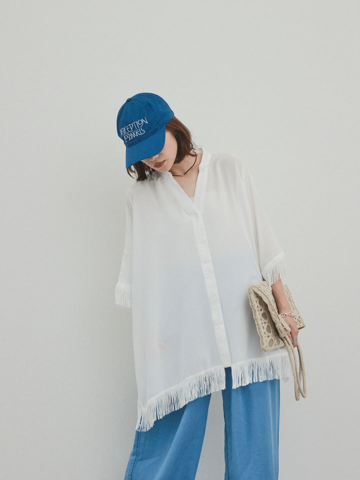 [SET] 方形流蘇斗篷襯衫 + 方形流蘇斗篷襯衫（2 件套）