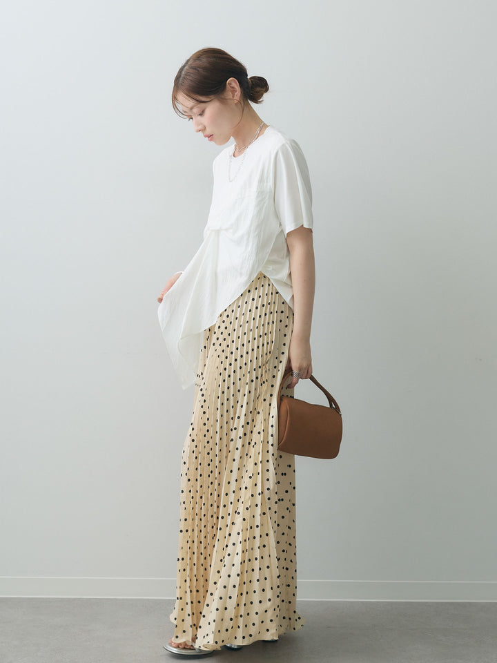 [SET]ラッフルドッキングTEE+ドットアコーディオンプリーツスカート(2set)