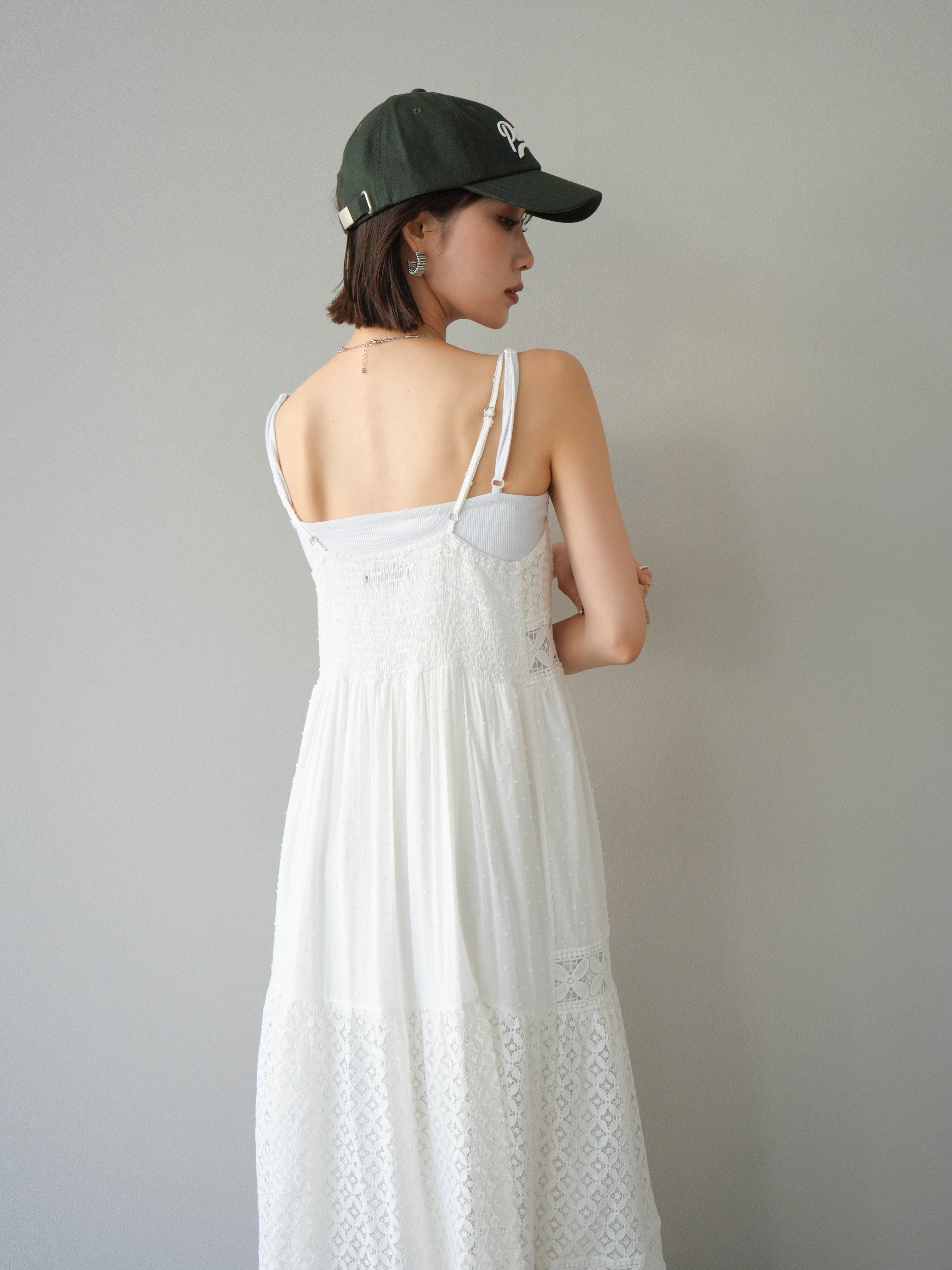 予約]レース切替キャミワンピース/ホワイト – Lumier