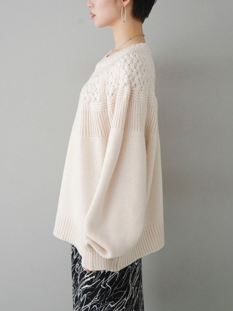 [Pre-order] Cable-switched knit pullover/ivory