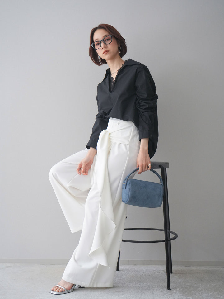 [予約]レースネックスキッパーブラウス/black