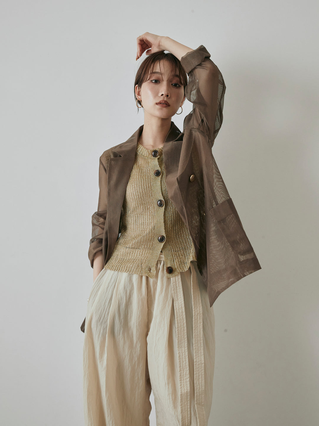 [予約]メッシュテーラードジャケット/モカ