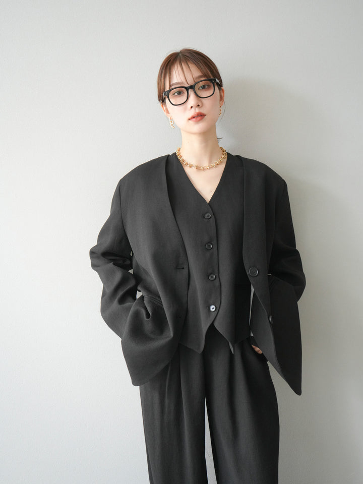 [予約]ノーカラーオーバージャケット/ブラック