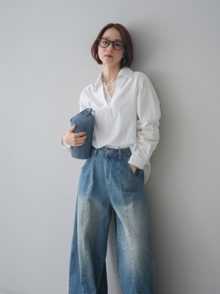 [SET]レースネックスキッパーブラウス+選べるアクセセット(2set)