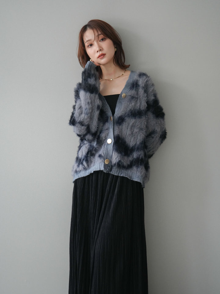 [SET]ニュアンス柄シャギーニットカーディガン+選べるアクセセット(2set)