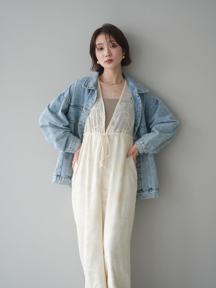 [SET]レース刺繍サロペット+選べるアクセセット(2set)