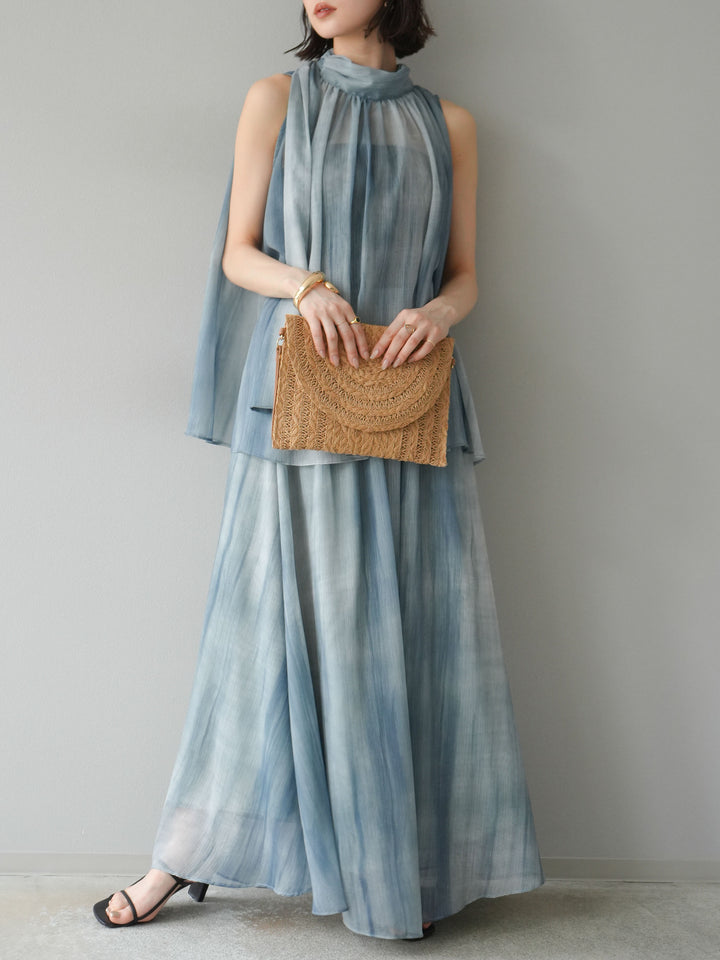 【預購】Nuance 透視喇叭裙/綠色