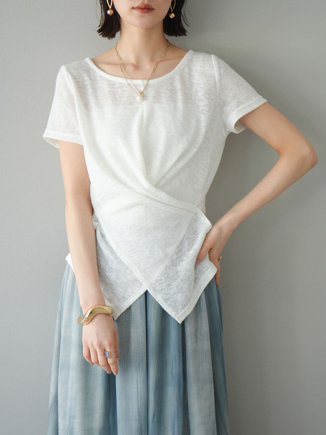 [予約]カシュクールシアーニットプルオーバー/ホワイト