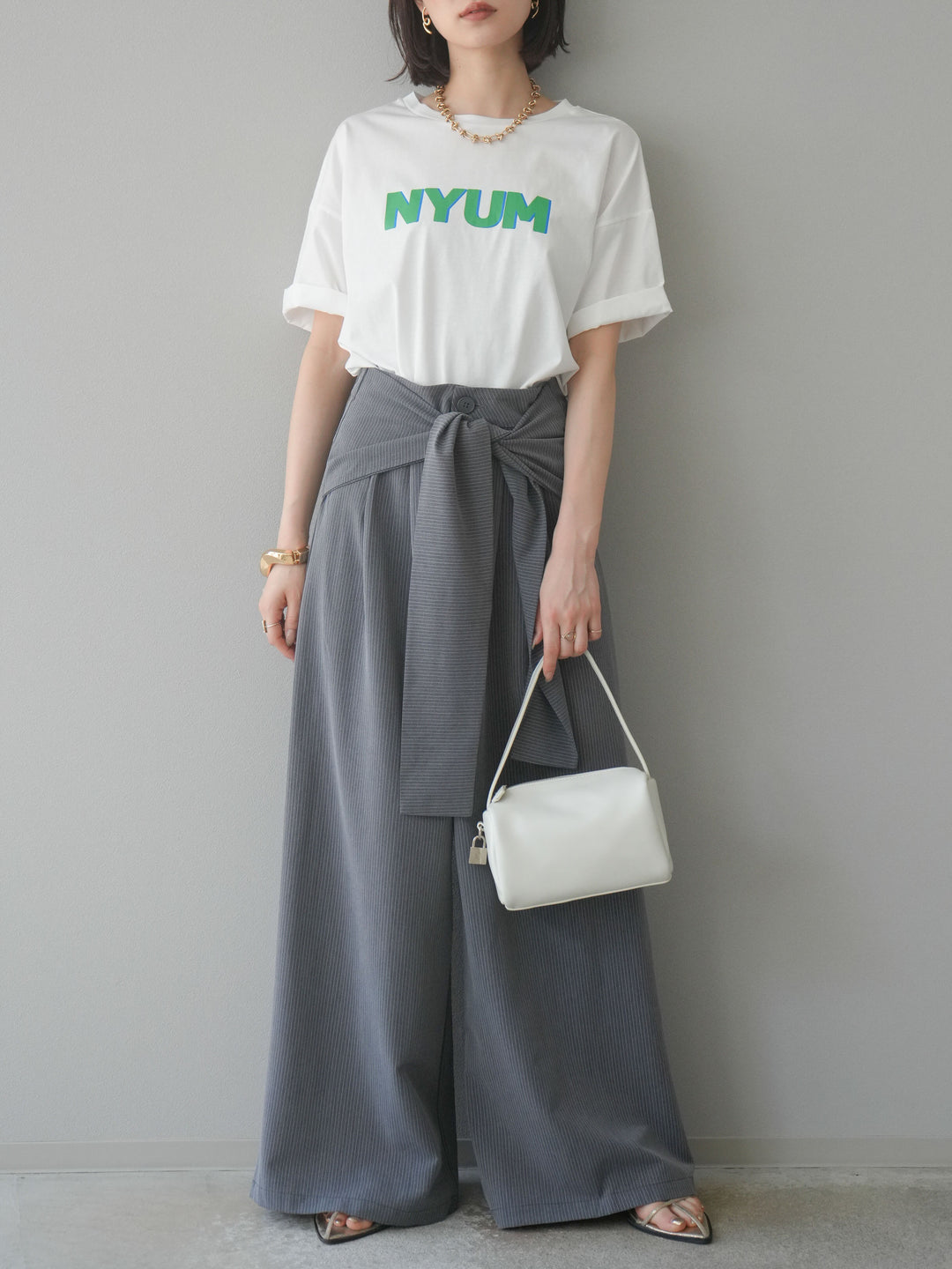 [預購] “NYUM” 標誌印花 Dry Touch 棉質 T卹/米白色