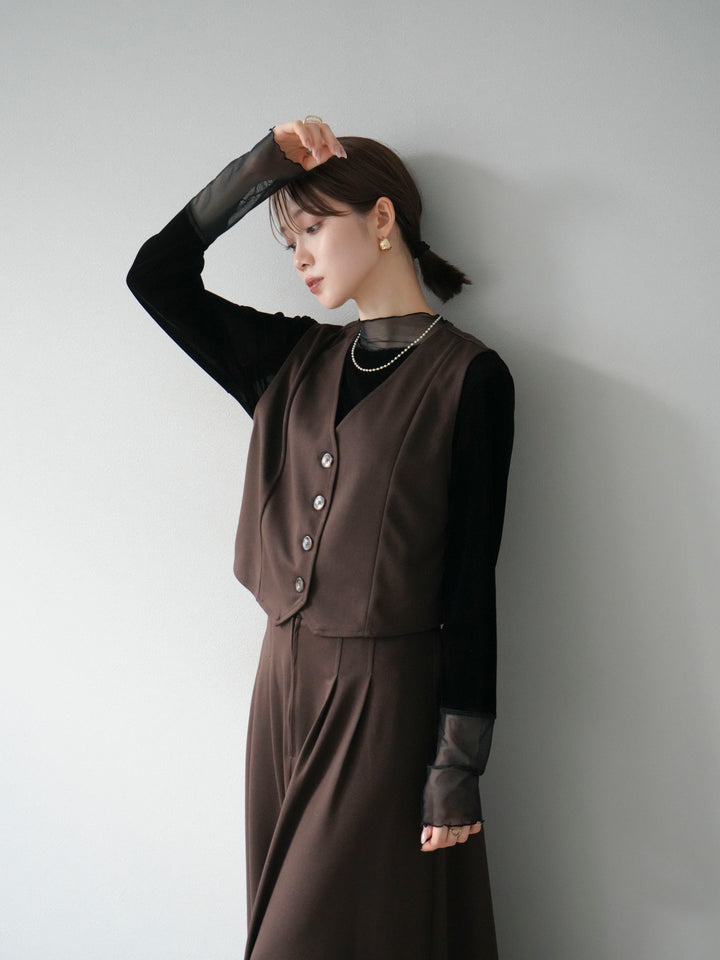 [予約]シアー切替ベロアトップス/ブラック