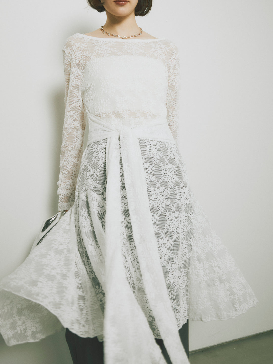 [予約]ラッフルレースロングトップス/オフ