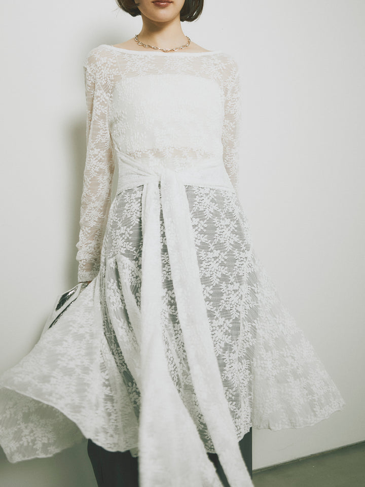 [予約]ラッフルレースロングトップス/オフ