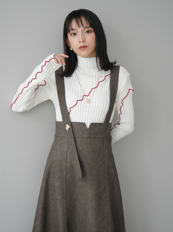 【預購】色彩協調柔和高領針織上衣/象牙色