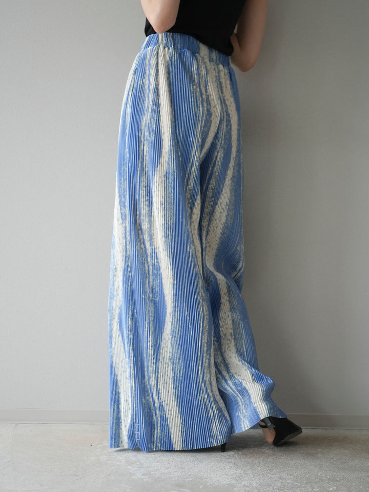 [予約]ニュアンスプリーツワイドパンツ/ライトブルー