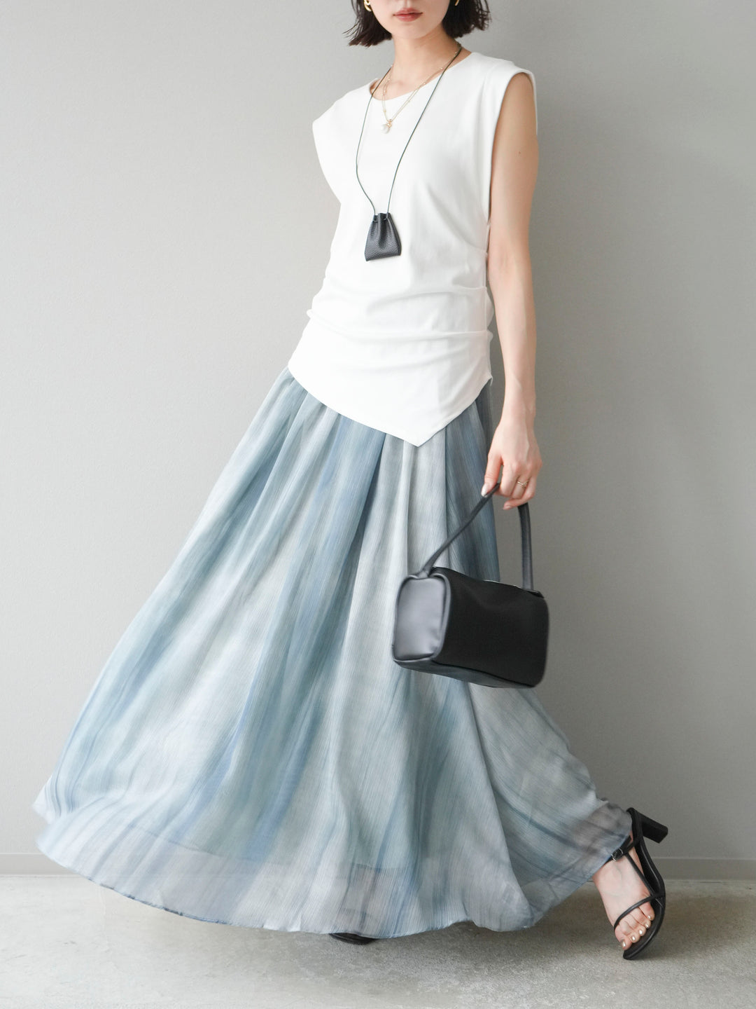 【預購】Nuance 透視喇叭裙/綠色